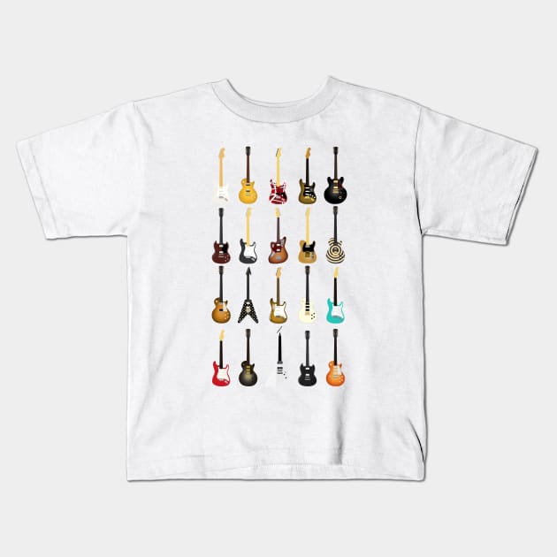 Guitar Collection Kids T-Shirt by d13design